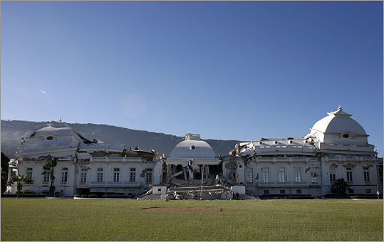 The Presidential Palace sustained major damage from the earthquake. The United Nations headquarters at the Christopher Hotel also sustained major damage, collapsing from the earthquake. The UN said 5 were killed in the headquarters collapse and over 100 were missing, including the mission chief.