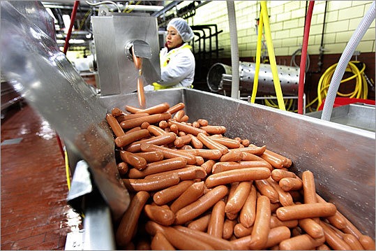 The return of Fenway Franks There may be much debate about - or at least a refusal to acknowledge - what ingredients actually go into making a hot dog. But one thing we know: You can't make them without a clean supply of water. Kayem Foods Inc. of Chelsea had to stop production of Fenway Franks because of the water crisis, momentarily calling into question the career prospects of Kobayashi and Joey Chestnut . But fret not, bun-dunkers. The crisis is over.