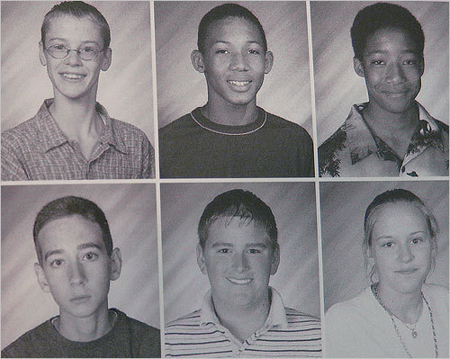 “He could just kind of exist without anybody really noticing,” said Brent Porter, a friend and high school classmate. “He’s a blend into the background kind of a guy. He never wanted to be the center of attention, so he was invisible.' Wheeler, bottom left, during his freshman year of high school.
