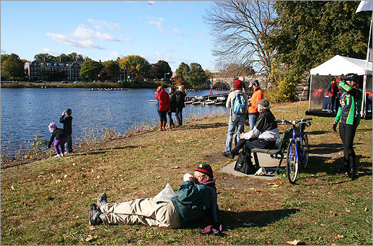 Spectators of all ages watched as rowers made their way down the final third of the course.