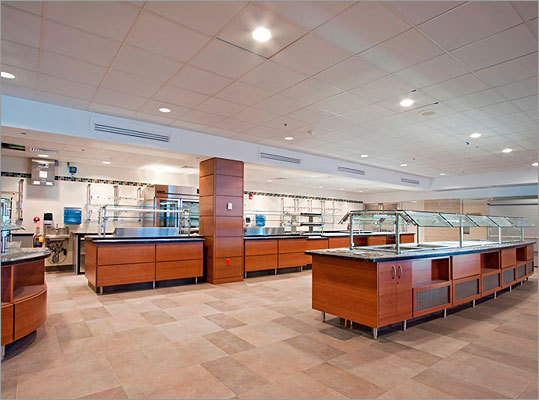 Dana-Farber's current cafeteria was built when the institution had approximately 1,000 employees. Housed in the Dana Building's basement, the cafeteria cannot meet the needs of Dana-Farber's patients and its 3,500 employees. The Yawkey Center Dining Pavilion is significantly larger, offers a wider selection of food, and has floor-to-ceiling windows, which allows for ample natural light.