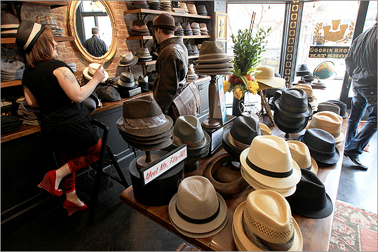 Top it off Toppers are certainly steeped in tradition, but they also feel au courant this season. 'The hat is definitely back,' said Giovanna Gabelmann, manager at Goorin Bros.' new Newbury Street store. 'It's an inexpensive way to really change your look, to make you look a little more distinguished and dapper.' Get fitted for your own pork pie or cloche at the historic San Francisco-based hatmaker's first East Coast outpost. Feeling sassy? Stick a $3 feather in your cap. 130 Newbury St., 617-247-4287. www.goorin.com