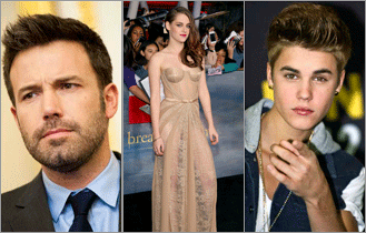 Ben Affleck, Kristen Stewart, Justin Bieber