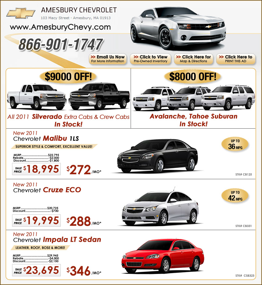 Amesbury Chevrolet Deals on Chevrolets for Amesbury
