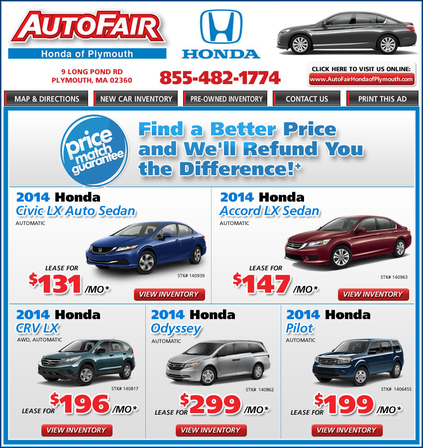 New Honda Lease/Buy AutoFair Honda in Plymouth, MA on
