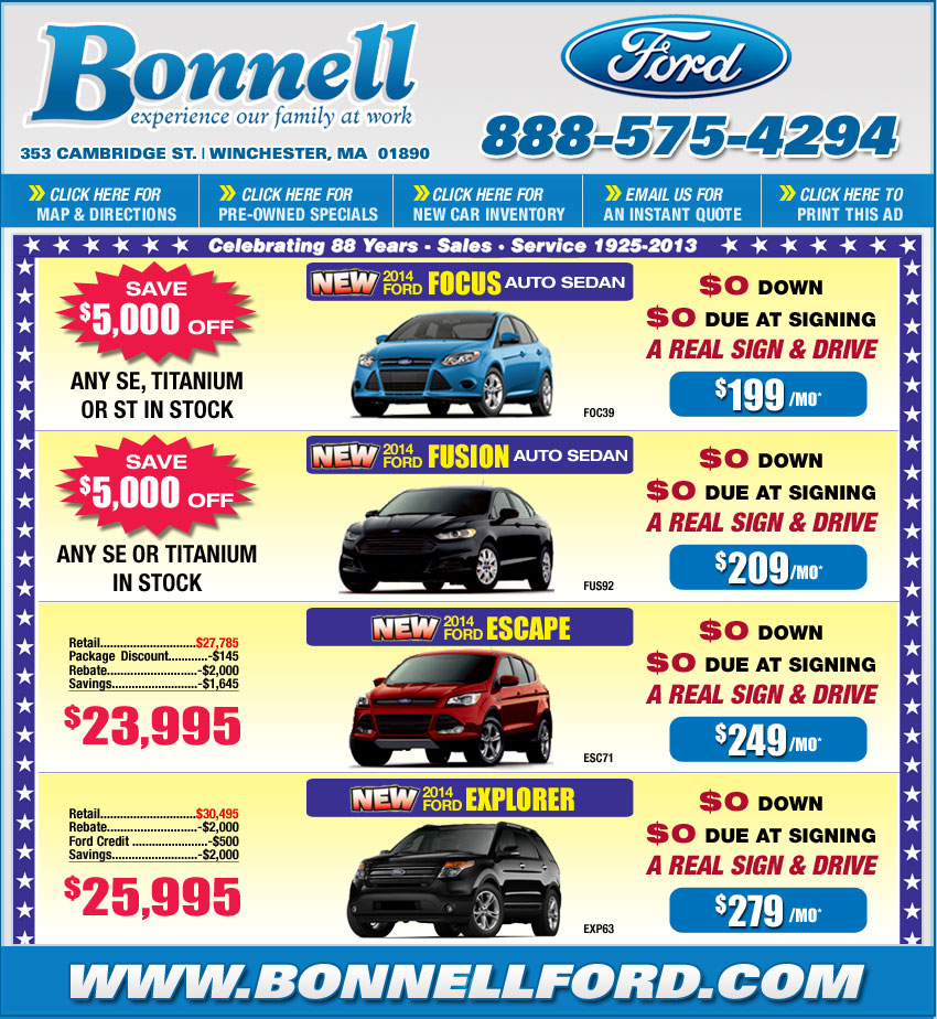 Boston Ford Dealers Bonnell Ford in Winchester, MA