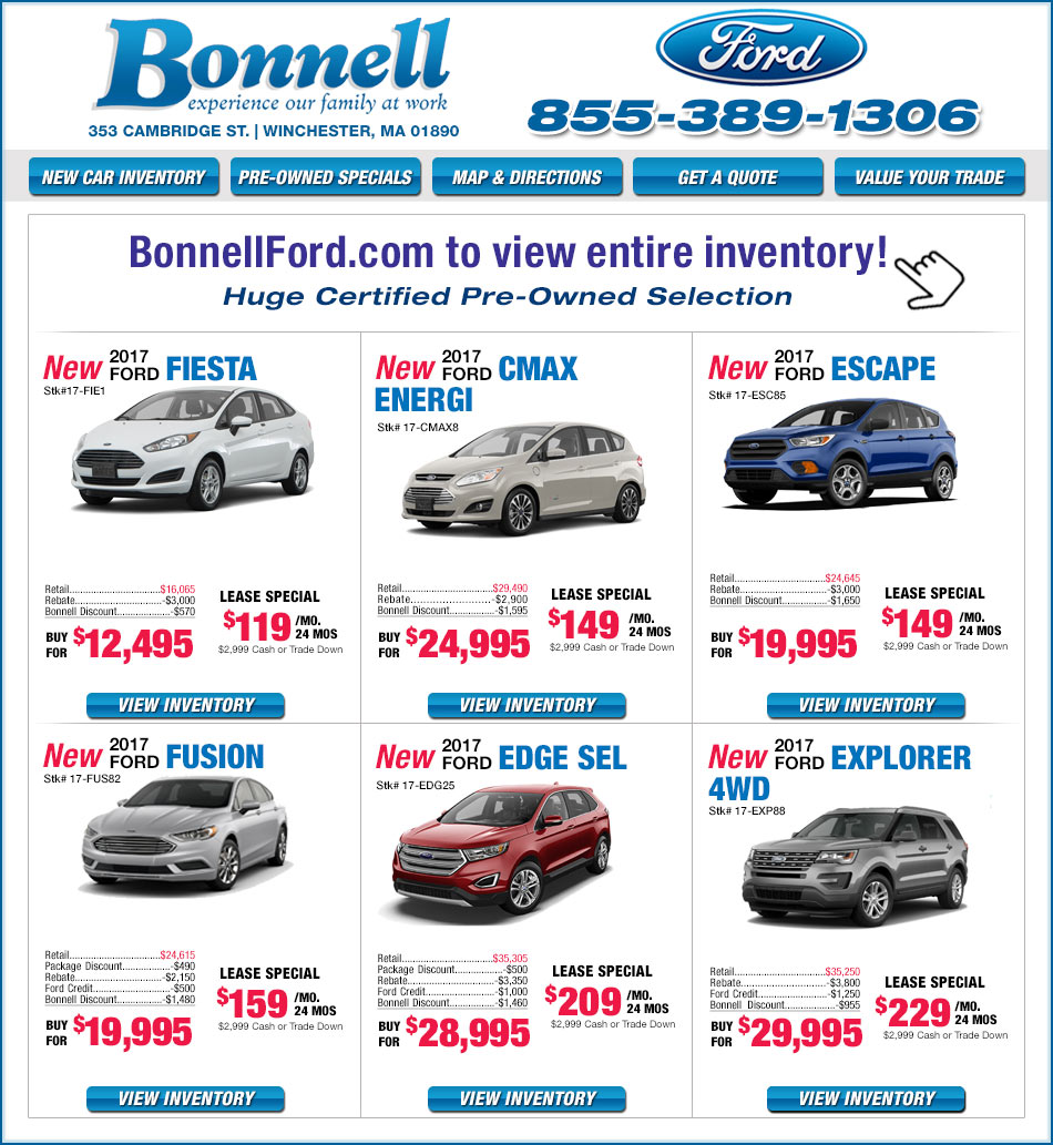 Boston Ford Dealers Bonnell Ford in Winchester, MA