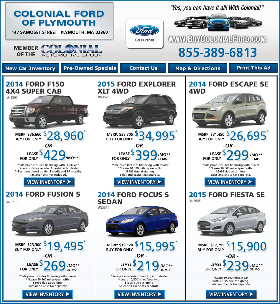 Ford Dealerships Colonial Ford South of Boston