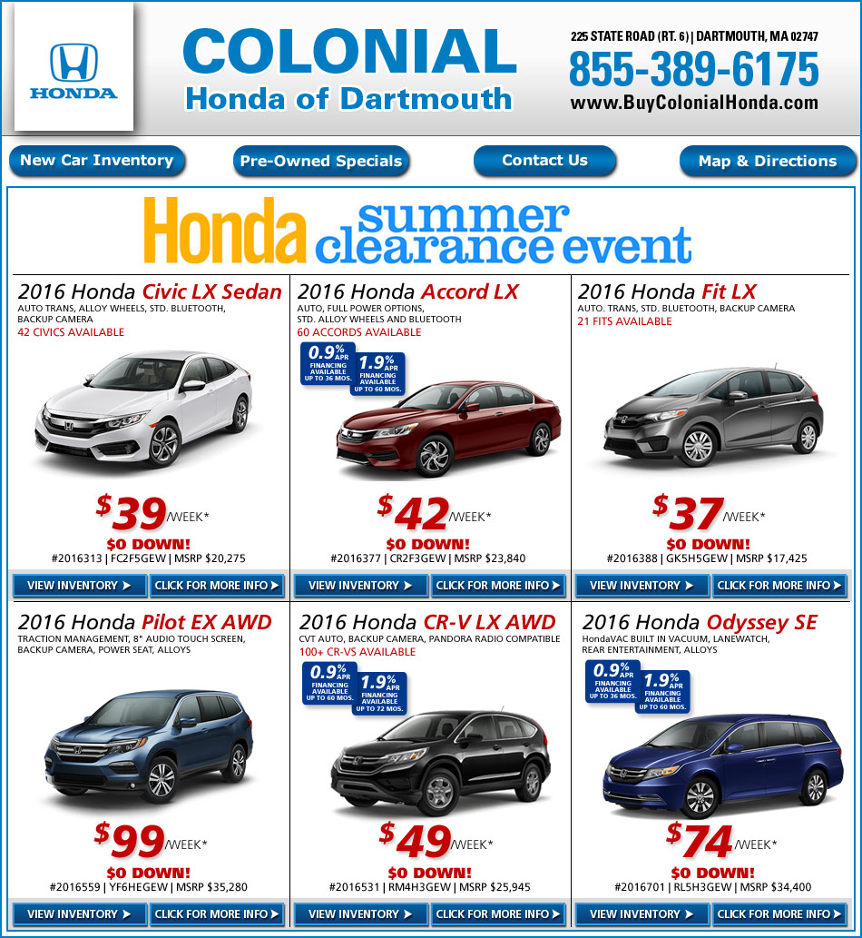 Colonial Honda Dartmouth, Massachusetts Honda Dealership