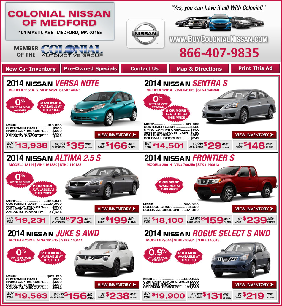 Colonial Nissan Boston Nissan Dealers. Shop Now!