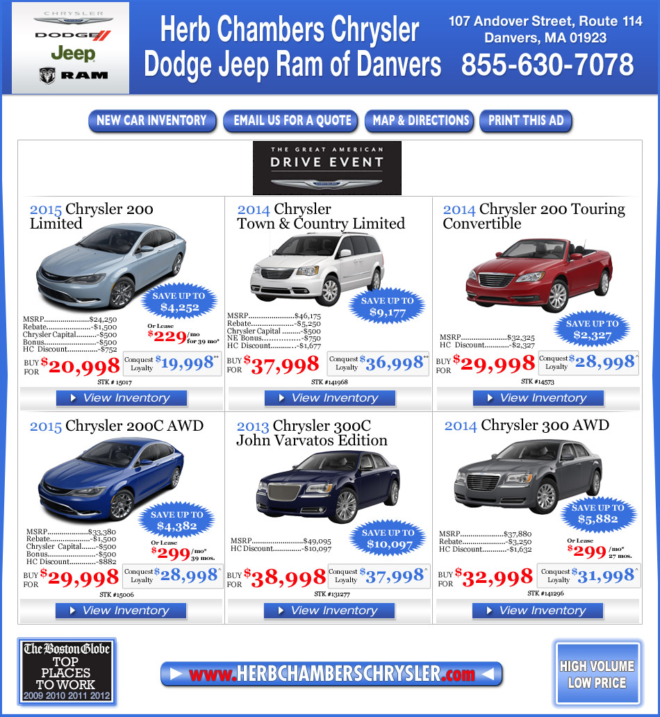 Herb Chambers Chrysler Jeep Dodge of Danvers Boston Chrysler Dealers