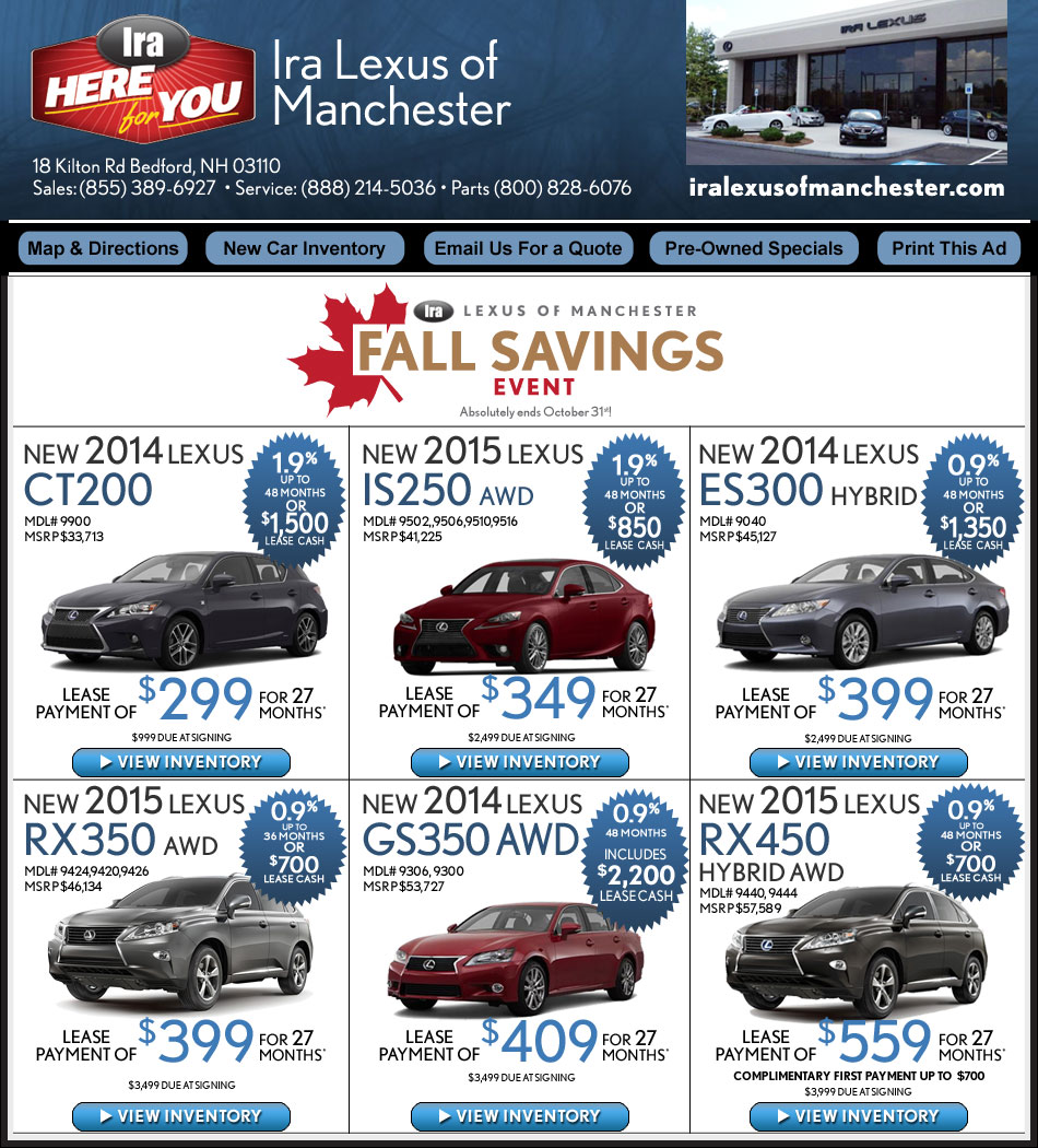 Lexus Dealer in Manchester, NH : Ira Lexus - Great Lexus Deals!