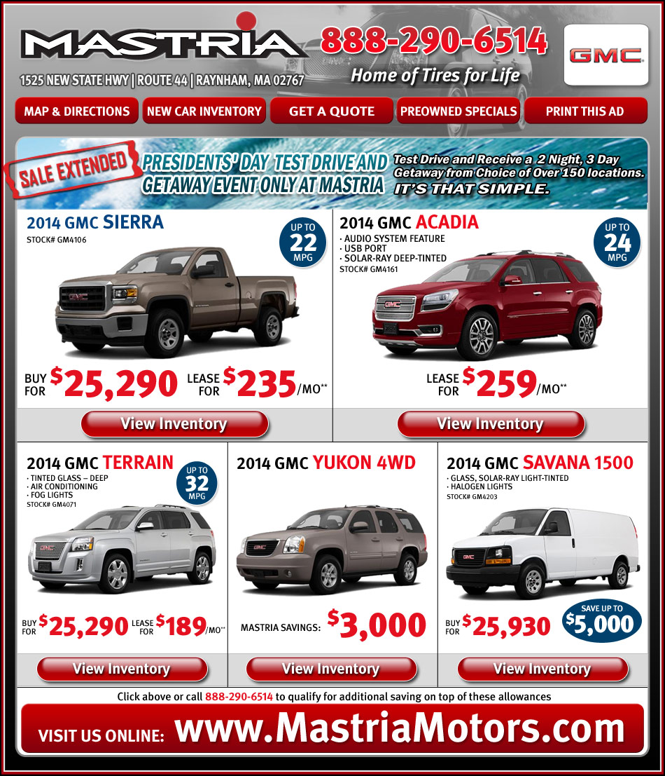 Shop Mastria GMC New Car Offers Online!