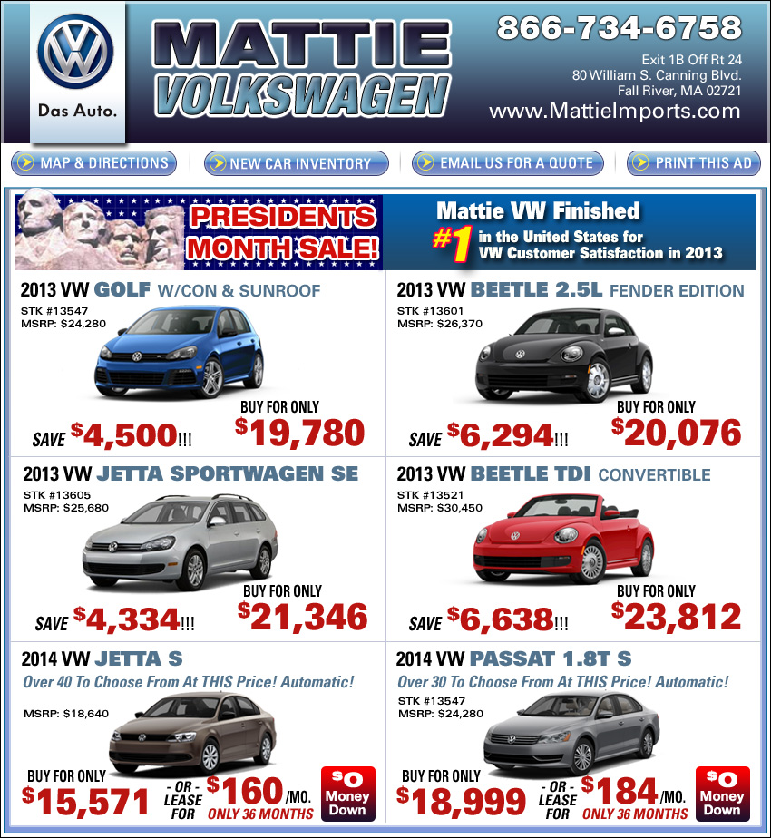 Fall River Volkswagen Dealer View Mattie Volkswagen New Car Deals