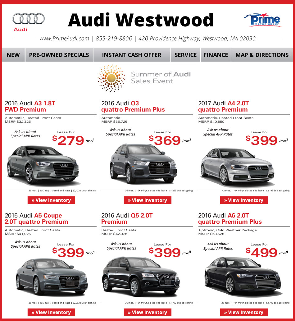 Prime Audi Westwood Weekly New Car Specials. Deals!