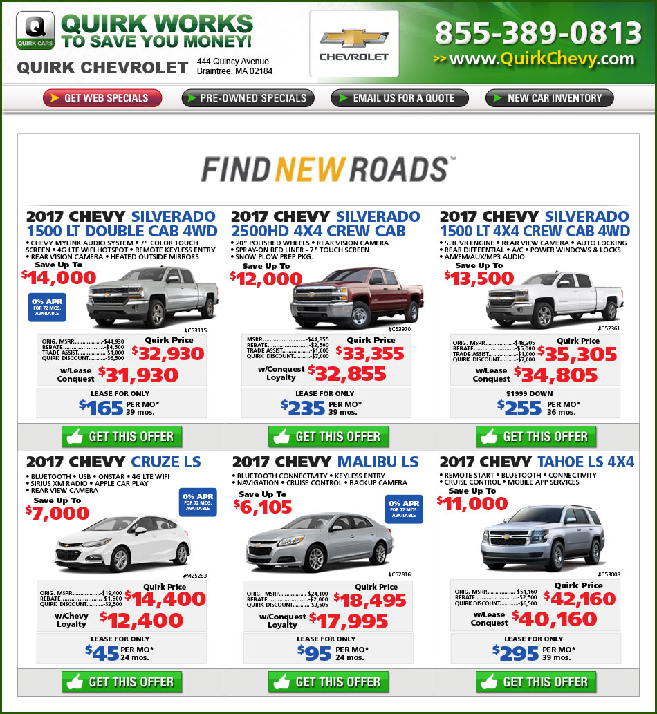 Shop Quirk Chevrolet Braintree New Car Deals Latest Pricing.