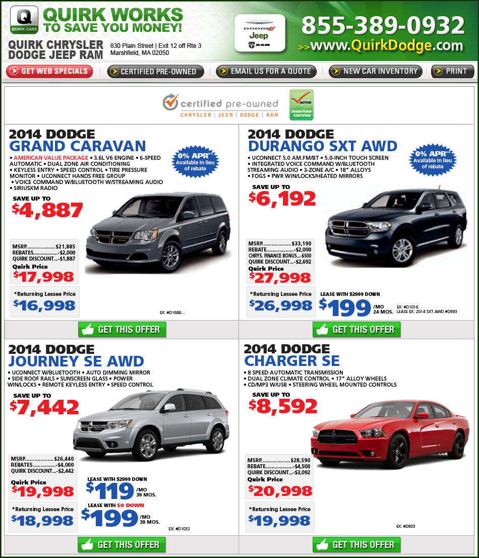 Shop Quirk Dodge Specials Online at
