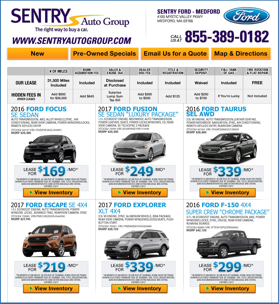 Ford lease deals Sentry Ford in Medford