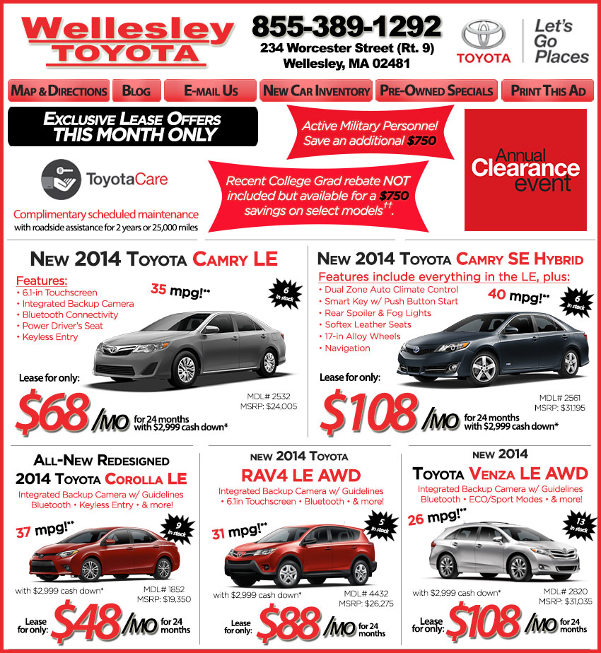 Boston Toyota Dealer View Wellesley Toyota New Car Deals