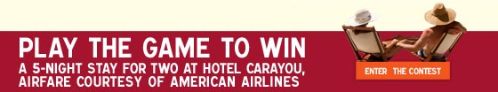 Play the game to win A 5-night stay for two at Hotel Carayou, Airfaire courtesy of American Airlines