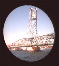 PORTSMOUTH, N.H. : Peering through the porthole at the restaurant in the former tugboat John Wanamaker.