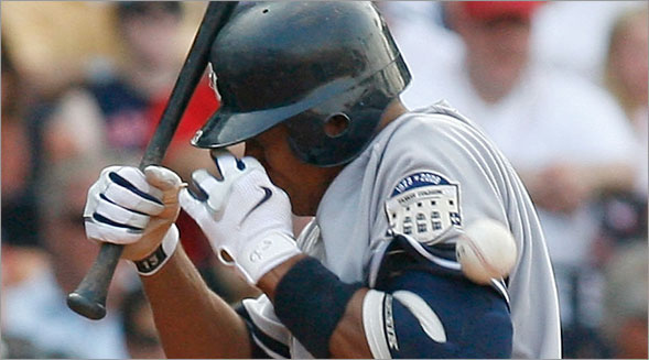Hit by a pitch.