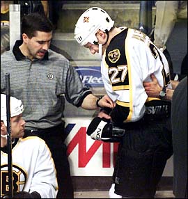 Landon Wilson leaves the ice