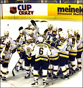 The Bruins celebrate their win