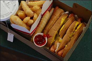 Grilled hot dogs cost only $1.30 each at Sullivan's in South Boston