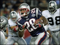 Patriots running back Corey Dillon rushed for a first quarter gain during the 2005 season opener. (Globe Staff Photo / Jim Davis) 