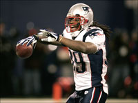 New England Patriots running back Laurence Maroney celebrates after easily scoring a TD in the 3rd quarter against the New York Giants.