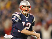 Tom Brady reacts to Laurence Maroney's touchdown in the second quarter against the Jacksonville Jaguars.