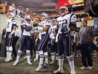 The New England Patriots prepare to take the field before playing the Cincinnati Bengals at Paul Brown Stadium in Week 4.