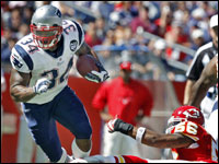 Patriots running back Sammy Morris breaks upfield against the Chiefs in the Patriots' 2008 season opener.