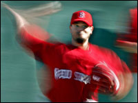 Red Sox relief pitcher and closer hopeful Joel Pineiro throws live batting practice today.   (Globe Staff Photo/ Jim Davis)