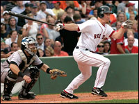  J.D. Drew doubled in the 3rd inning on July 14th against the Toronto Blue Jays. (Barry Chin, Globe Staff)