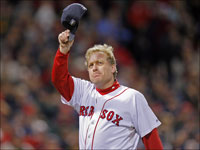   Curt Schilling tipped his cap to the Fenway Faithful after finishing what may have been his last start in a Red Sox uniform. (Jim Davis/Globe Staff)