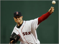 Red Sox hurler Jon Lester delivers against the Toronto Blue Jays.