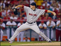 Jon Lester deals in the first inning of Game 1 of the ALDS against the Angels.