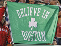 Red Sox fans show their support for the team as they came back from a 7-0 deficit in the late innings to win Game 5. (Jim Davis/Globe Staff)