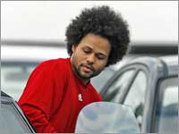 Red Sox center fielder Coco Crisp got into his car at the team's minor league facility in Ft. Myers.  (Jim Davis/Globe Staff)