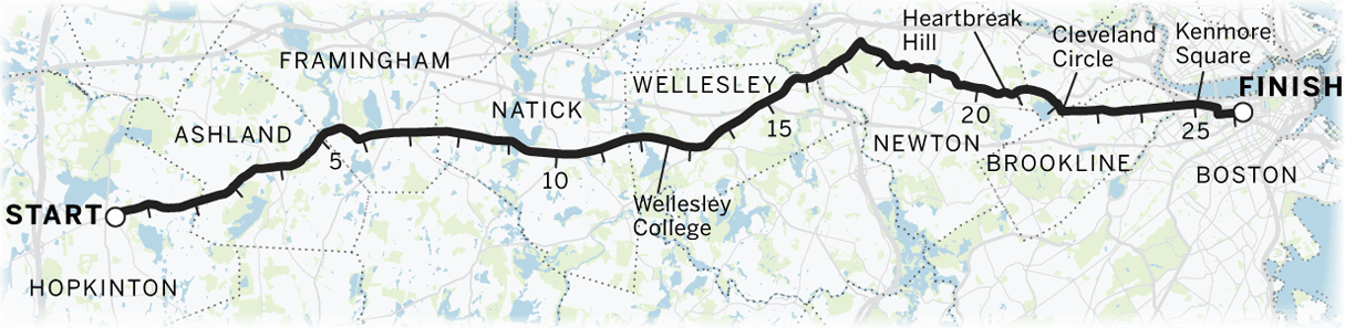Boston marathon map