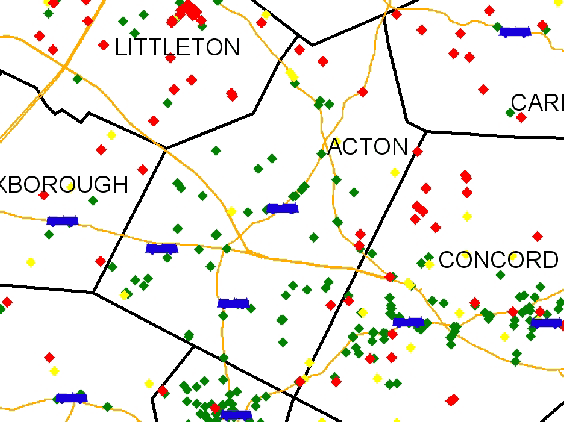 Map of Acton fires