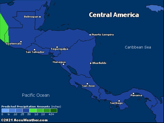 Central America precipitation forecast for tomorrow
