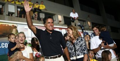 Mitt Romney was jubilant after the Republican straw poll yesterday in Ames, Iowa. Romney's entire immediate family -- and a good share of his extended family -- was on hand to help.