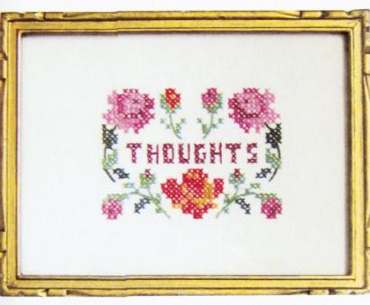 'Taking Things Seriously' profiles curios, such as the ambiguous needlepoint stitched by an aunt of Carol Hayes's. 'The mystery of it is what attracts me, but it's also what bothers me,' she says.