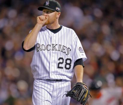 Rockies righthander Aaron Cook was solid in his first start of the postseason, giving up three runs in six innings-plus.