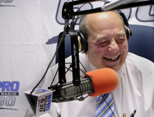 Vincent A. Cianci (left, with producer Ron St. Pierre) during his daily radio show.