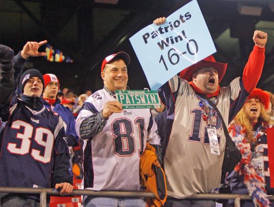 Patriots fans came out to the Meadowlands in force to watch their team cap a perfect regular season with a win over the Giants.