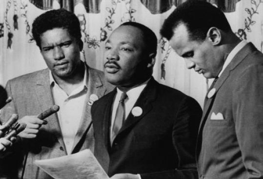 James Forman, Martin Luther King Jr., and Harry Belafonte.